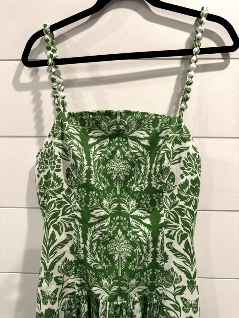 Farm Rio green delicate tapestry linen drop waist midi dress - Picture 8 of 12